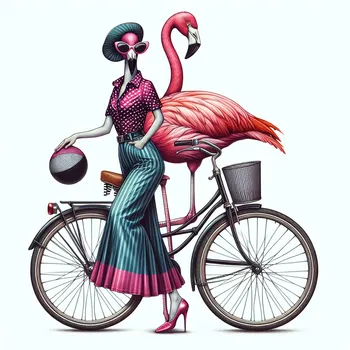 Retro Flamingo on Bike