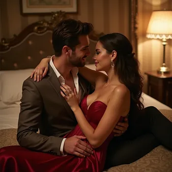 Romantic Embrace in Elegant Setting