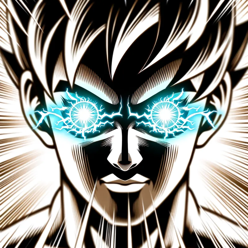 Sage of Six Paths Sharingan - A digital artwork depicting Naruto in his Sage of Six Paths transformation, his eyes shining with the power of the Rinnegan and the Sharingan, a fusion of his incredible abilities. - AI image generated with Art