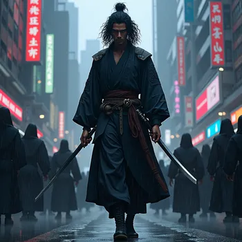 Samurai in Neon Rain