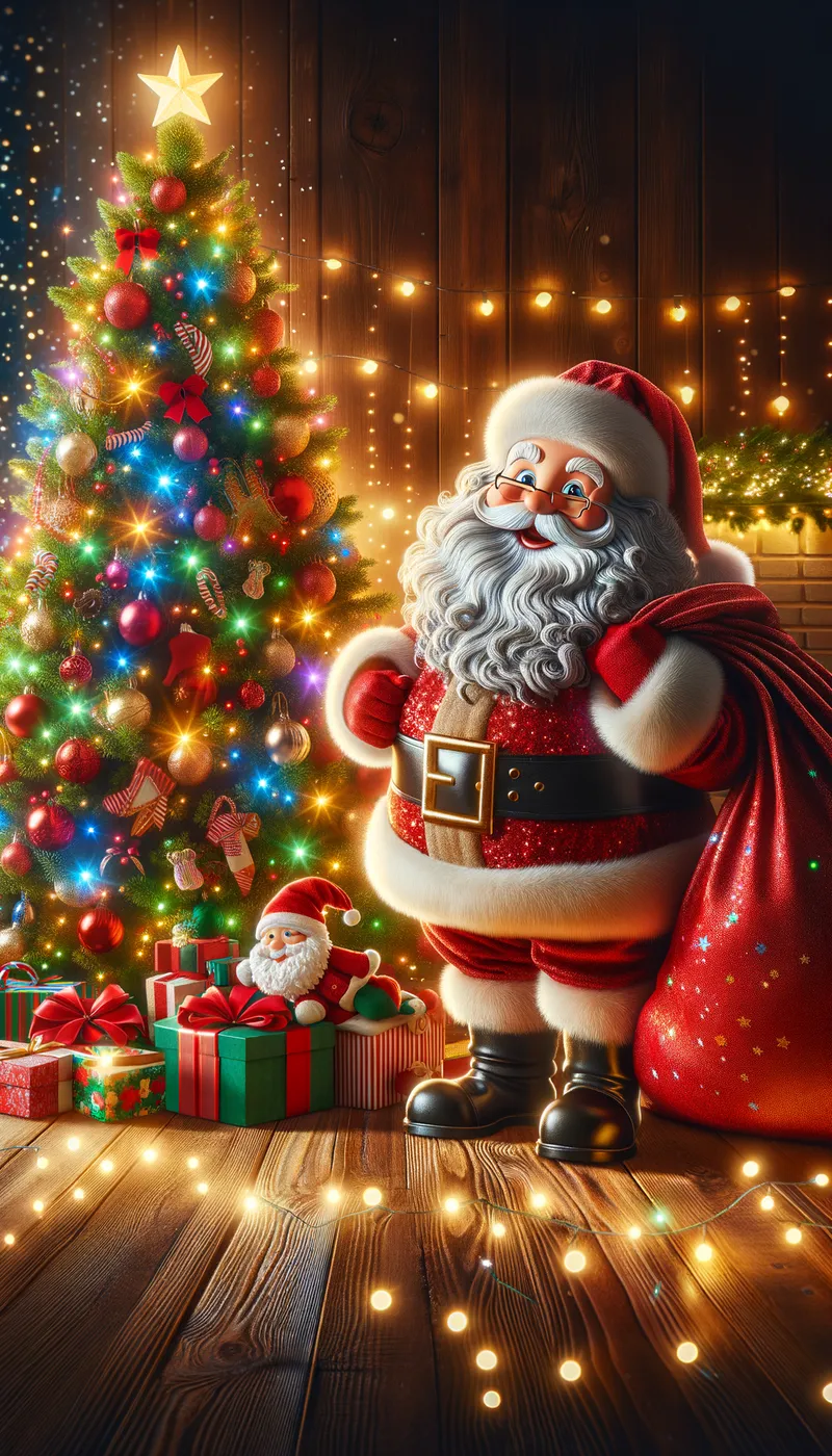 Santa' Tree - Christmas tree and Santa Claus - AI image generated with Art