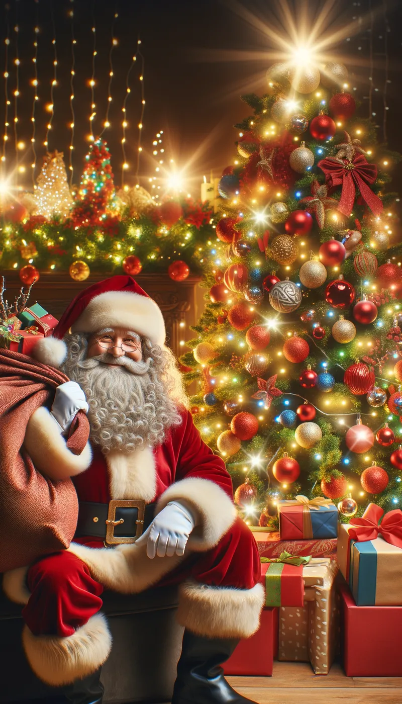 Santa' Tree - Christmas tree and Santa Claus - AI image generated with Art
