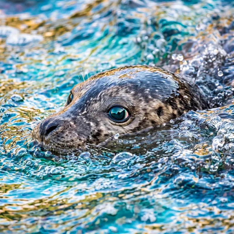 Scanning Eye in Colorful Water - one eye in colorful water looking around quickly - AI image generated with 4K Pro - picture of the day