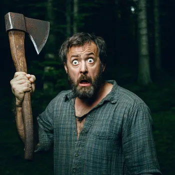Scared Man with Rusty Axe