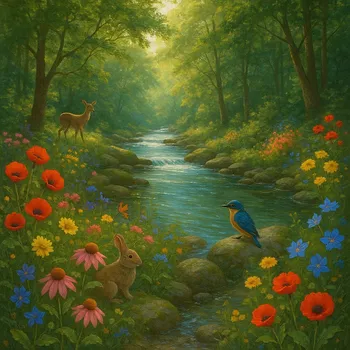 Serene Forest with Sparkling River