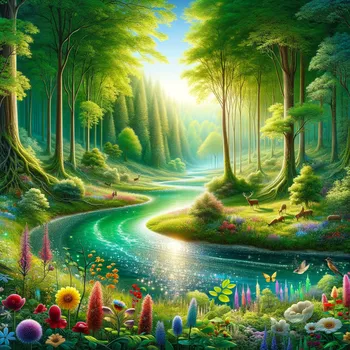 Serene Forest with Sparkling River