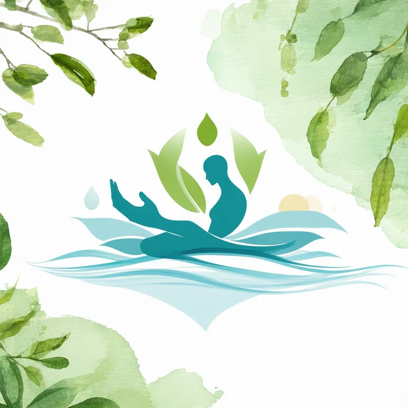 Serene Massage Logo - A minimalist and elegant logo design for a massage therapy business. The logo should incorporate soothing colors such as light blue and green, with elements representing relaxation and healing. Imagery might include gentle hand gestures, calming waves, or stylized human figures in a tranquil, peaceful setting. The design should evoke a sense of calm and well-being, suitable for a professional massage therapy brand.