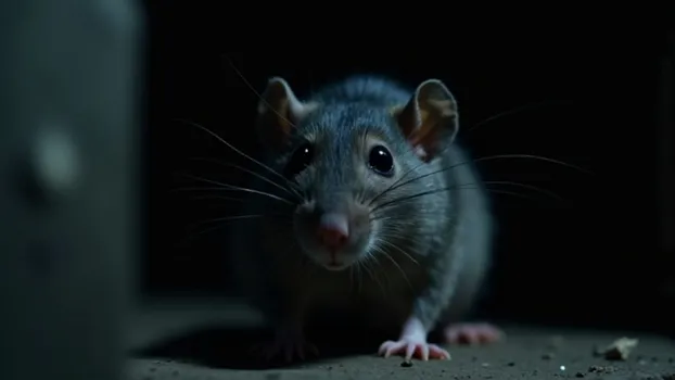 Shadowed Close-Up: Startled Rat