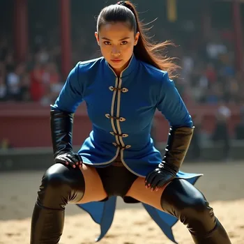 Shiny Knee-High Boots Combat: Chun-Li Ready