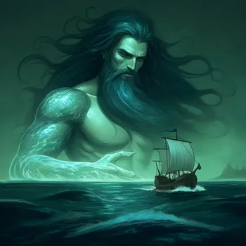 Ship vs Poseidon in Dark Sea Sketch