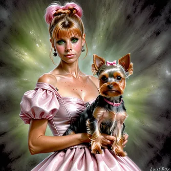 Silver Yorkie with Mama & Nana