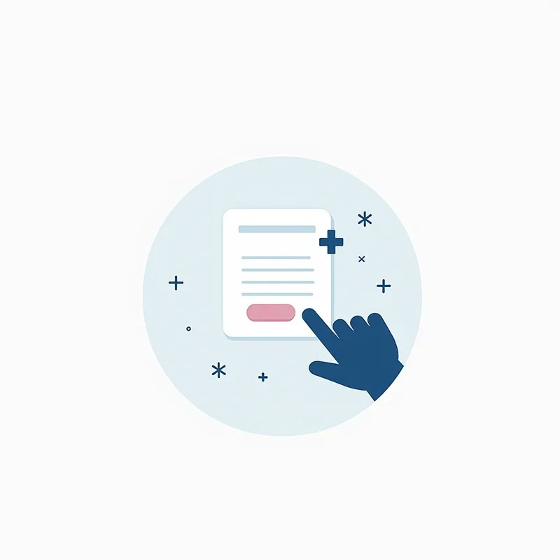 Simple Signup Icon - A minimalistic icon emphasizing ease of use for creating a new account. Include a user's hand interacting with a plus sign or an account form. Employ a clean design with a white background and light blue accents. - AI image generated with Photorealistic 2