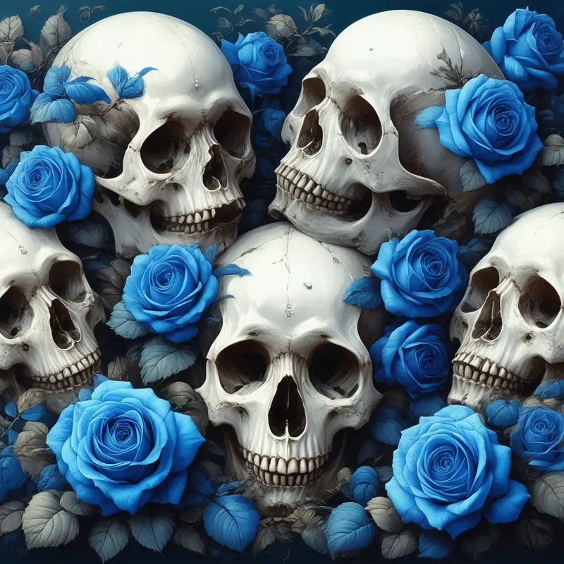 Skulls and Blue Roses - skulls and blue roses 