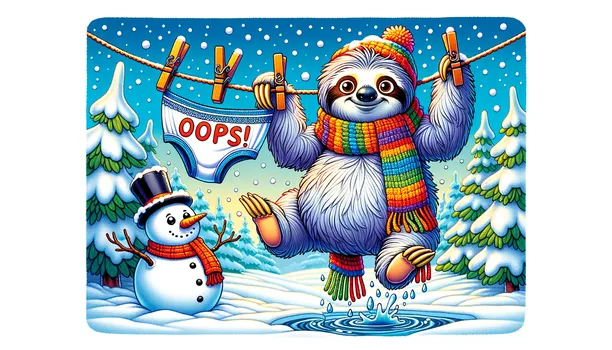 Sloth's Winter Laundry Mishap