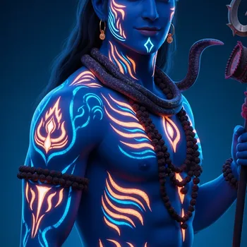 Smirking Ascetic: Hyperreal Shiva in Neon