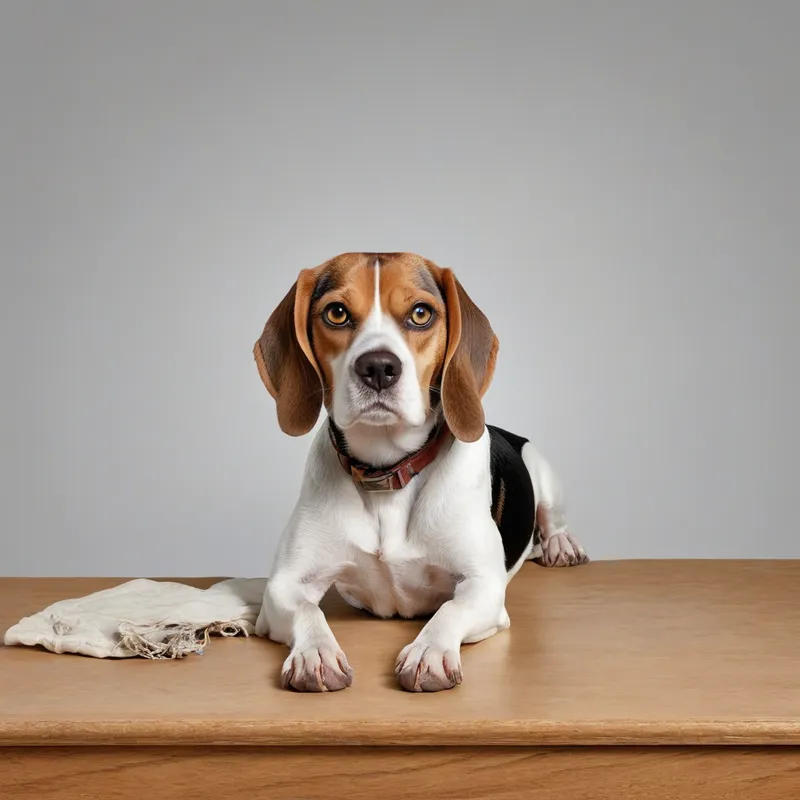 Sophisticated Beagle Library Scene - Centered on a pure white background with all parts fully visible. Nothing may touch or extend beyond the edges of the image. Do not crop any part of the subject, furniture, props, or text. A realistic, high-detail photo of a tri-color beagle posed elegantly while sitting on a wooden desk. The dog has amber eyes, a bright white chest, and expressive features. Behind the beagle is a neatly arranged bookshelf filled with colorful books and prominent vintage-style text that reads: "THAT'S WHAT I DO, I READ BOOKS, I DRINK COFFEE & I KNOW THINGS." In front of the beagle sits an open book with visible pages and text, alongside a ceramic coffee cup resting on a saucer. Warm cinematic lighting, cozy study mood, rich wood grain, detailed fur, polished scholarly aesthetic. - AI image generated with Photorealistic