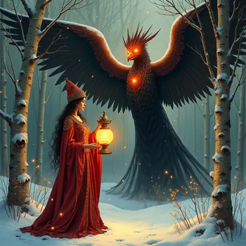 Sorceress with Glowing Skull-Lantern