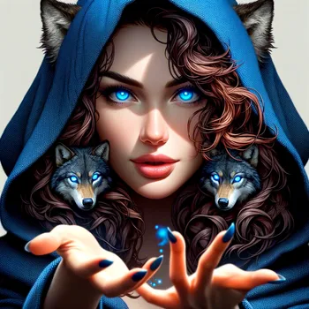 Sorceress with Wolf Ears and Blue Eyes