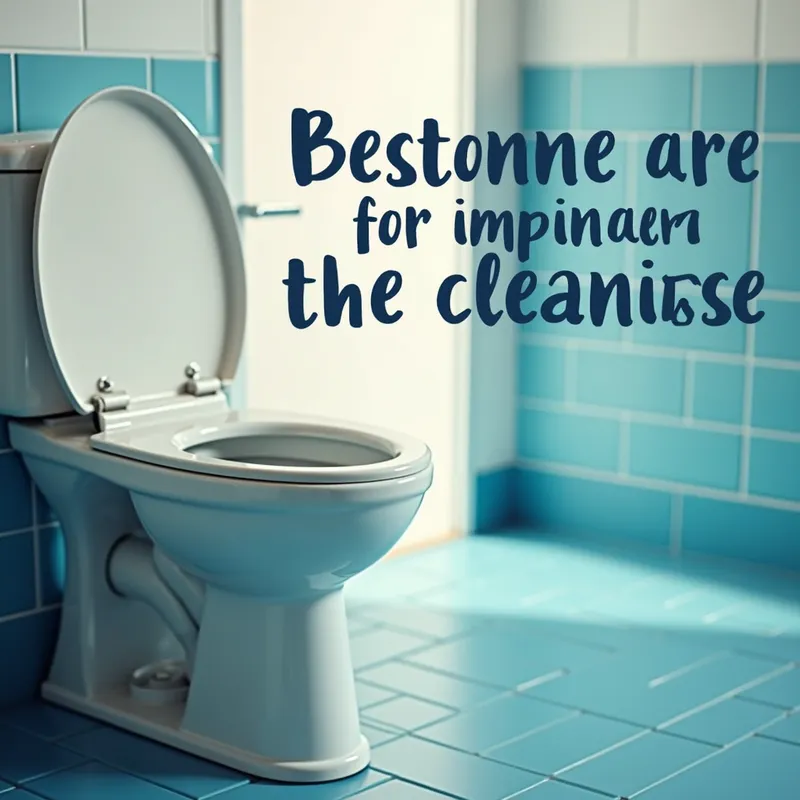 Sparkling Clean Toilets Ad - A visually appealing advertisement that portrays a shining clean toilet in a public restroom. The image uses bright and inviting colors, with text that encourages individuals to contribute to maintaining cleanliness. - AI image generated with Text