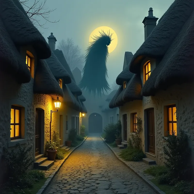 Fanatsy Cobbled Path Spectral Wanderer on Cobbled Streets - Tangra AI Image Generator