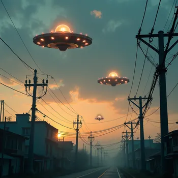Spherical UFOs Over the Cityscape