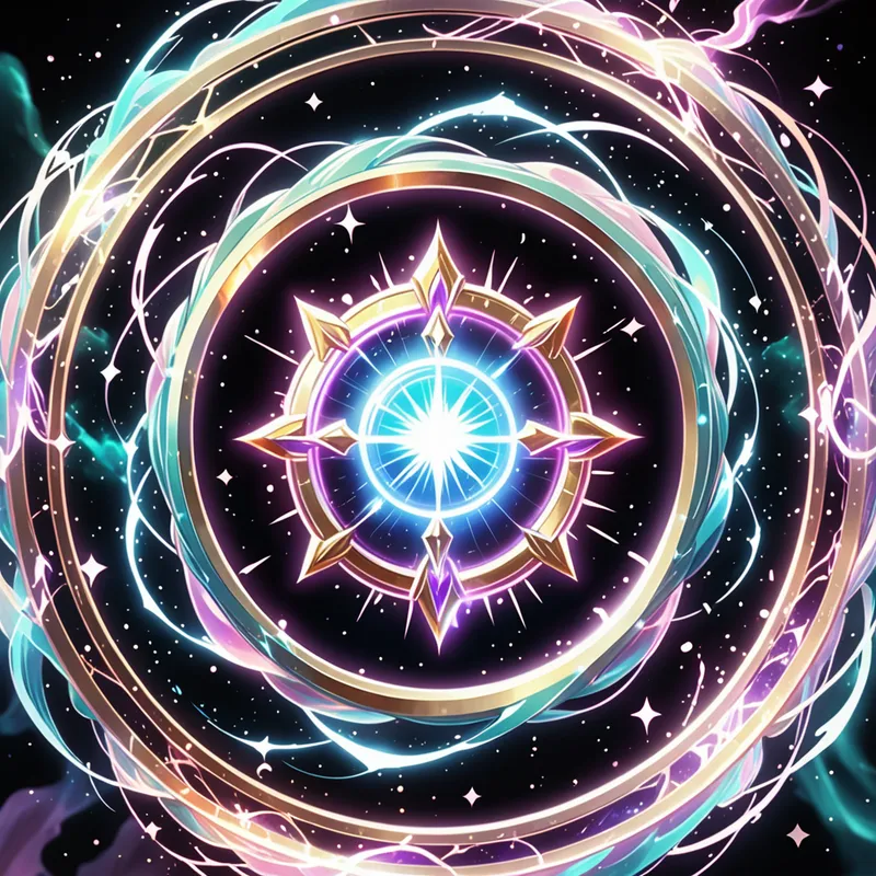 Spirit Seal Resonance - A powerful magical signet pulsing with spiritual energy in a magical anime style, encircled by transparent energy rings, animated spark effects, and a dramatic fantasy backdrop with rich pastel hues. - AI image generated with Fictional