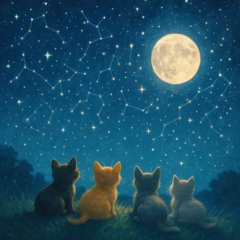 Starry Night with Kittens