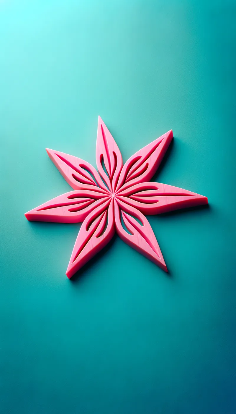Starry Pink Watermark - A vibrant image featuring a pink star-shaped watermark prominently displayed on a teal background. The star shape is elegant and eye-catching, providing a striking contrast against the calm, cool tones of the teal backdrop. - AI image generated with Art
