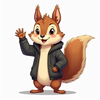 Stylish Squirrel Waving