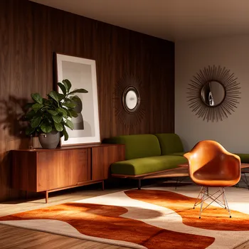 Sunburst Mirror Living Room Mockup