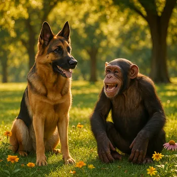 Sunlit Companions: Dog and Chimp