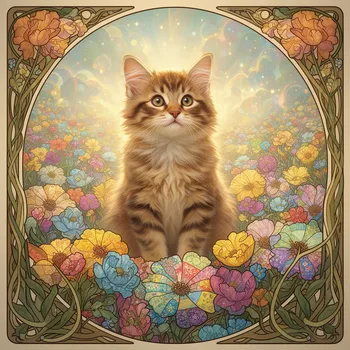 Surreal Floral Cat Reverie