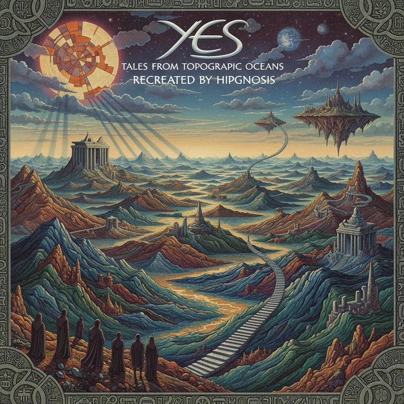 Tales of Topographic Oceans Recreated - Tales of topographic oceans by yes, the album cover recreate by Hipgnosis - AI image generated with Nano Banana