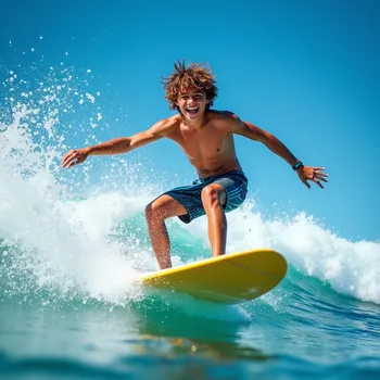 Teenage Boy Surfing