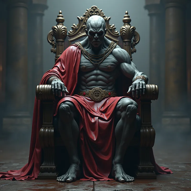 Terrifying Player on Throne - a big scary player model sitting on a throne - AI image generated with Photorealistic 2