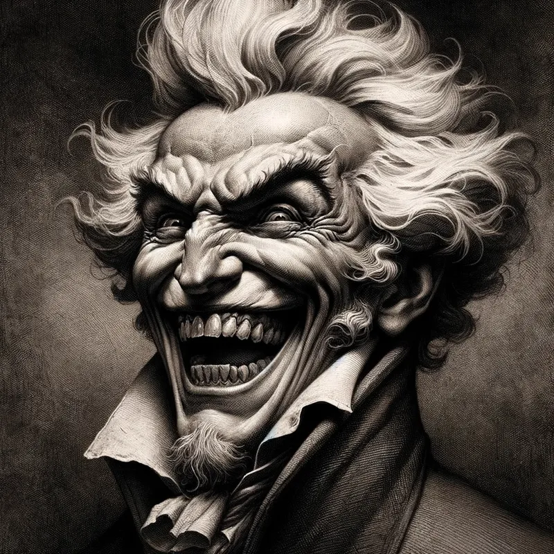 The Maniacal Visionary - a diabolical looking George Westinghouse, laughing maniacally - AI image generated with Art - fantasy art, Raphael, close-up