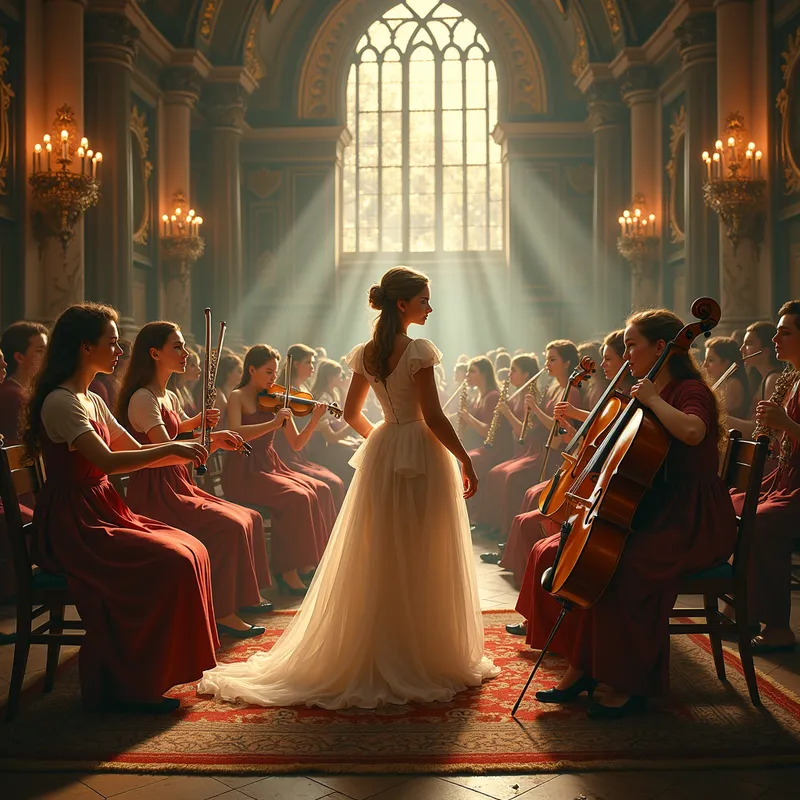 The Mozart Echo - Design an enchanting symphony inspired by the masterful works of Mozart, incorporating violas, clarinets, and French horns. The music should reflect a sense of nostalgia and timeless beauty.