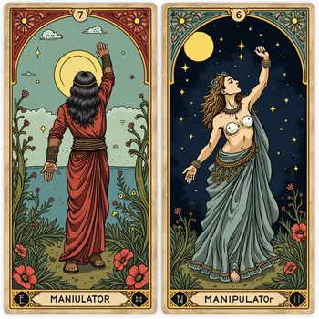 This oracle tarot card features The Mani