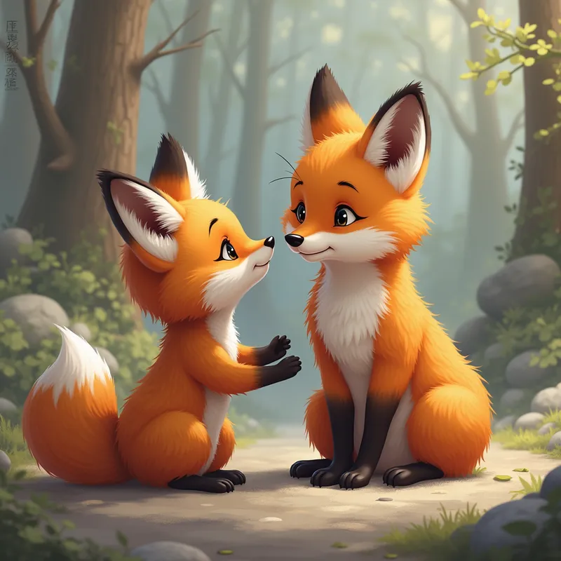 Tibetan Fox Helping a Pika - create a realistic but cute photo of a Tibetan fox helping a Pika - AI image generated with Photorealistic 2