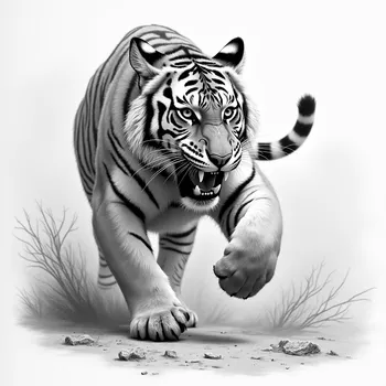 Tiger Hunting: Pencil Art