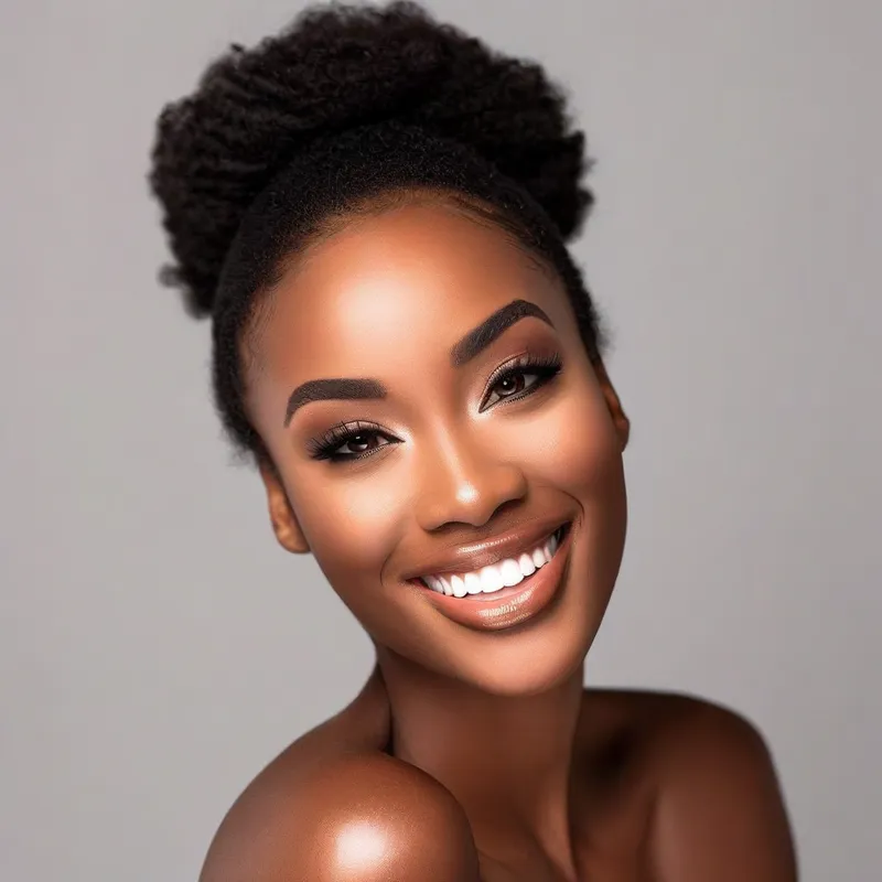 Timeless Portrait of a Young Woman - A dignified portrait of a North American woman in her mid to late 20s. She has beautiful facial complexion, professionally applied makeup, and an elegant hairstyle. Her expression is serene yet joyful. Set against a simple, elegant background with soft lighting that enhances her graceful features and the overall refined mood. The portrait should have a timeless, magazine-quality style. - AI image generated with Nova Canvas