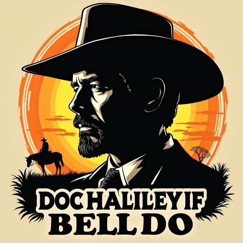 Tombstone Tribute - A striking silhouette of the legendary Doc Holiday from Tombstone. The design should include the famous quote 'Your Daisy if you do' in bold text, ensuring it stands out on merchandise such as hats and shirts. - AI image generated with Text