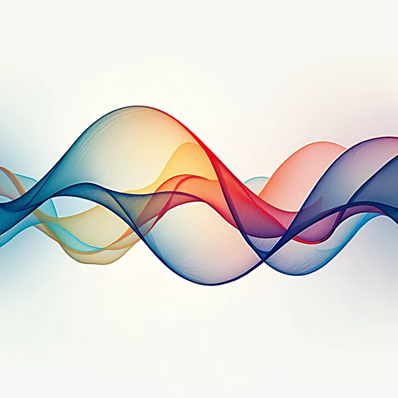 Trigonometric Waves - An image illustrating the concept of trigonometric functions, with sine and cosine waves flowing in a dynamic and colorful pattern, blending into geometric shapes to highlight their mathematical relationship. - AI image generated with Photorealistic 2