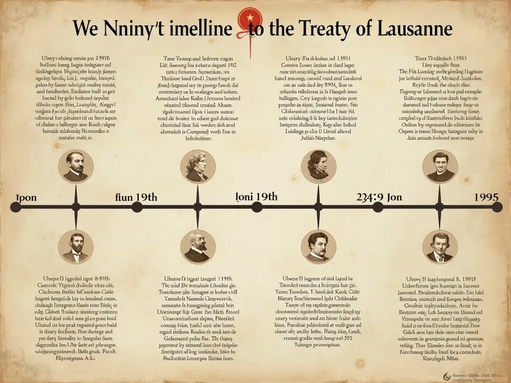 Türkiye'nin Müzakeresindeki İnceleme - It will be in Turkish, there will be a timeline from the Treaty of Sèvres to the Treaty of Lausanne, we will write everything, there will be few pictures, it will be readable digital text, write the explanation and three important things that happened at that time under each event (year), create a visual of this. - AI image generated with Text