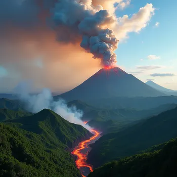 Tropical Volcano Daytime Explosion