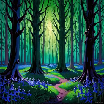 Twilight Forest with Luminous Flowers