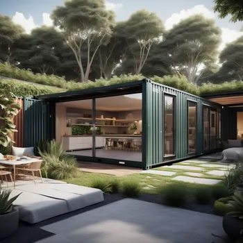 U-Shape Container Home with Garden Cour