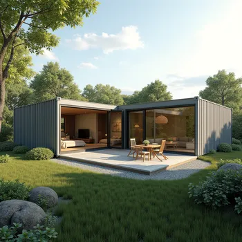 U-Shape Container Home with Garden Cour