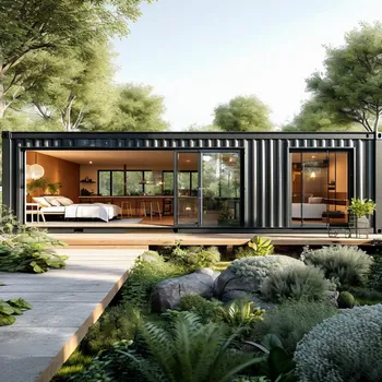 U-Shape Container Home with Garden Cour