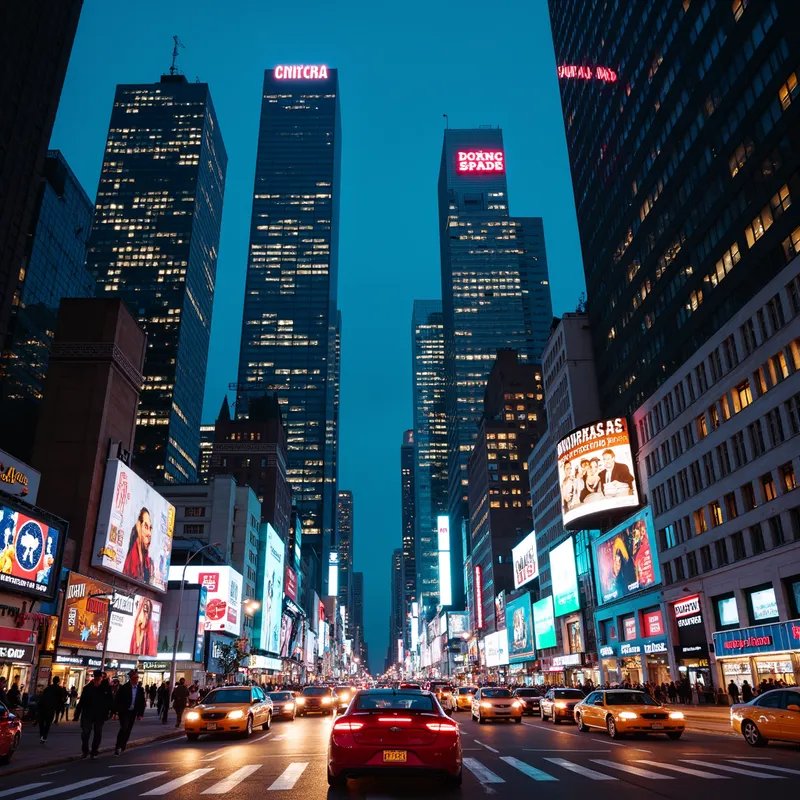 Urban Jungle - A bustling cityscape at night, with towering skyscrapers illuminated by countless neon lights. The streets are alive with the energy of people and cars moving through the city. - AI image generated with Photorealistic 2
